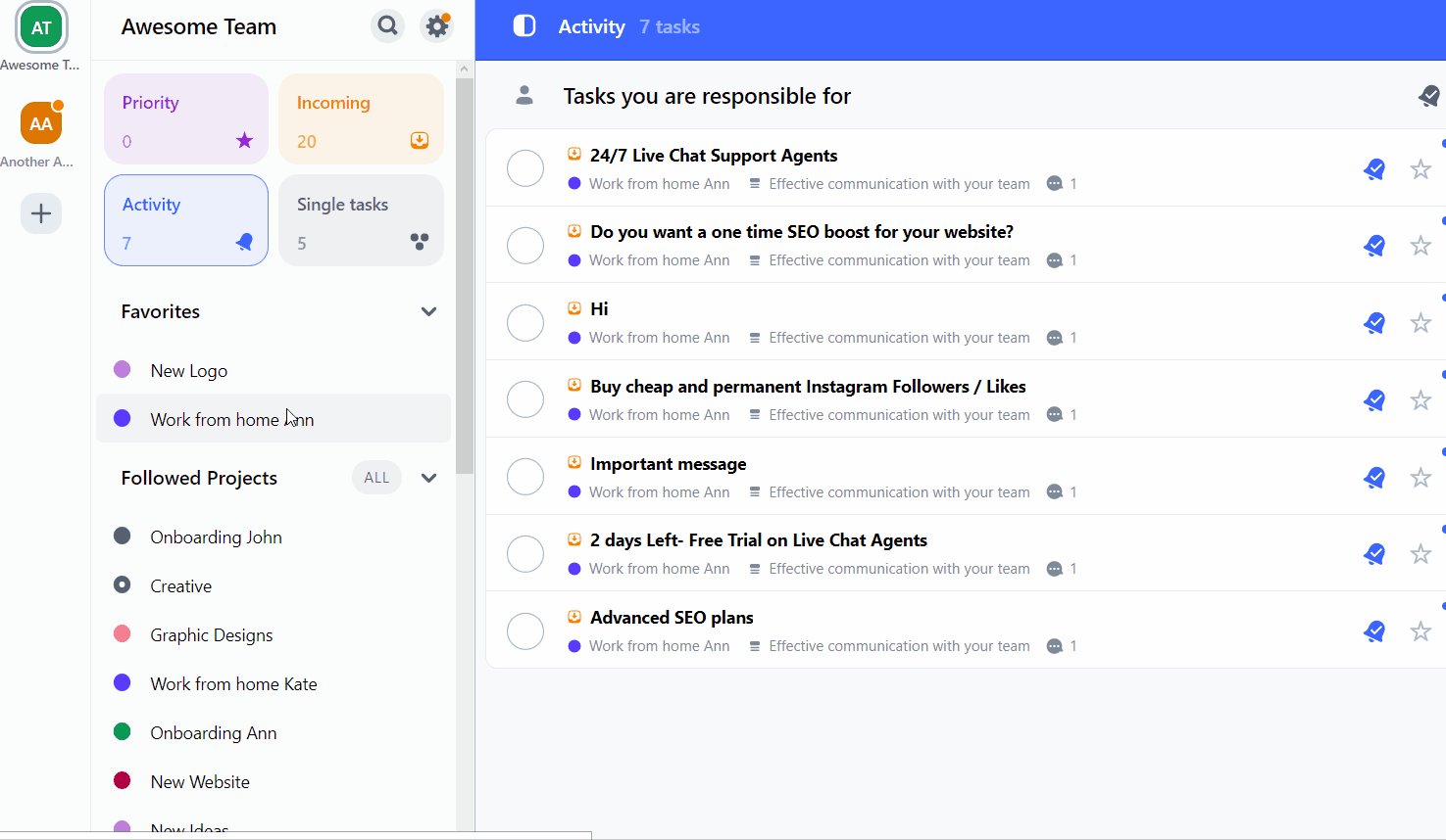 How to Filter Task List