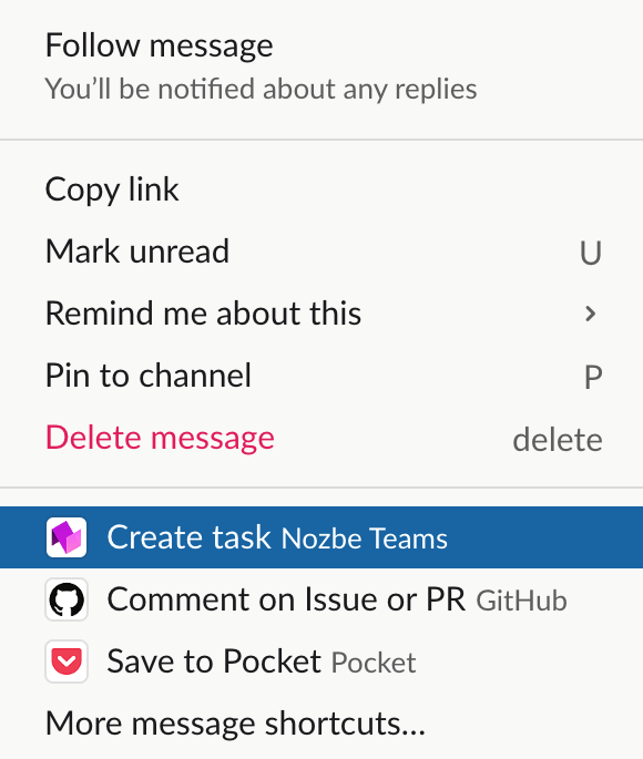 Add tasks from Slack