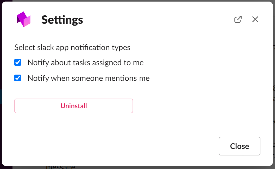 Integration Settings in Slack