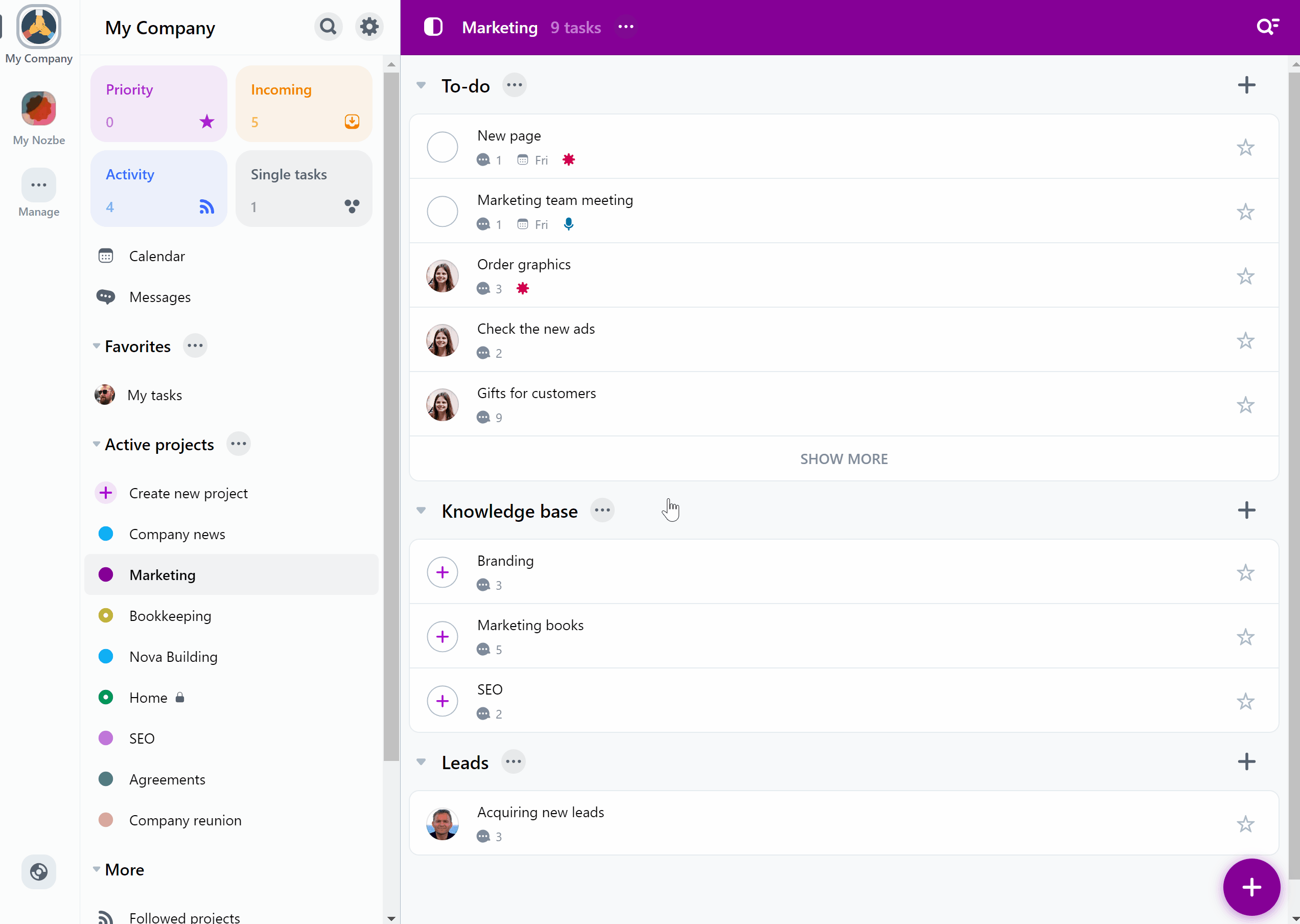 Inline activity about task being added